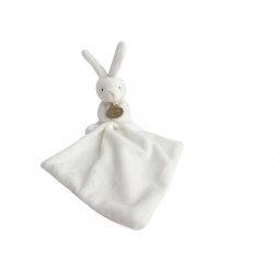 Doudou Lapin Mouchoir Doudou et Compagnie – Blanc cassé & Bleu | Cadeau naissance doux et sécurisé